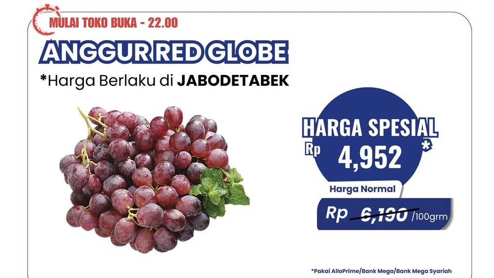 Buruan! Anggur Red Globe Murah Meriah di Transmart!