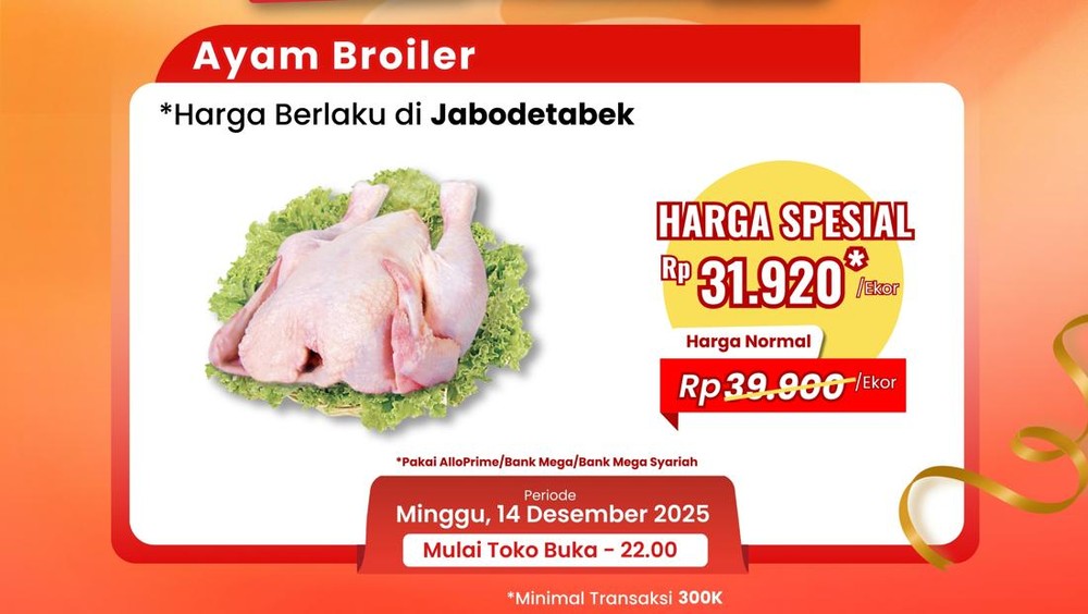 Shock Harga! Ayam Broiler Transmart Cuma Rp 20 Ribuan!