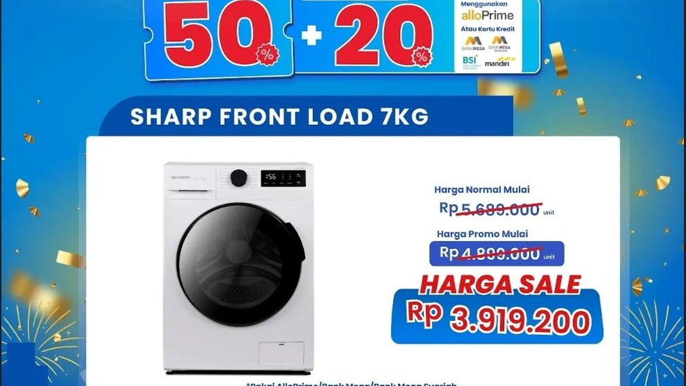 Serbu! Mesin Cuci SHARP Front Load 7Kg Cuma 3 Jutaan di Transmart!